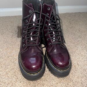 Dr. Martens Women's Burgundy Lace-Up Platform Ankle Boots